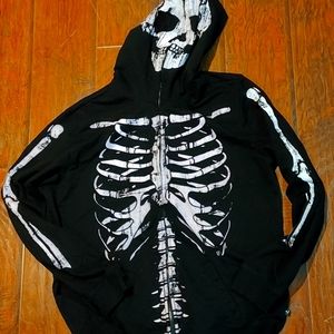 xxx RUDE Skeleton Zip-Up Sweater Hoodie (GLOWS IN THE DARK)